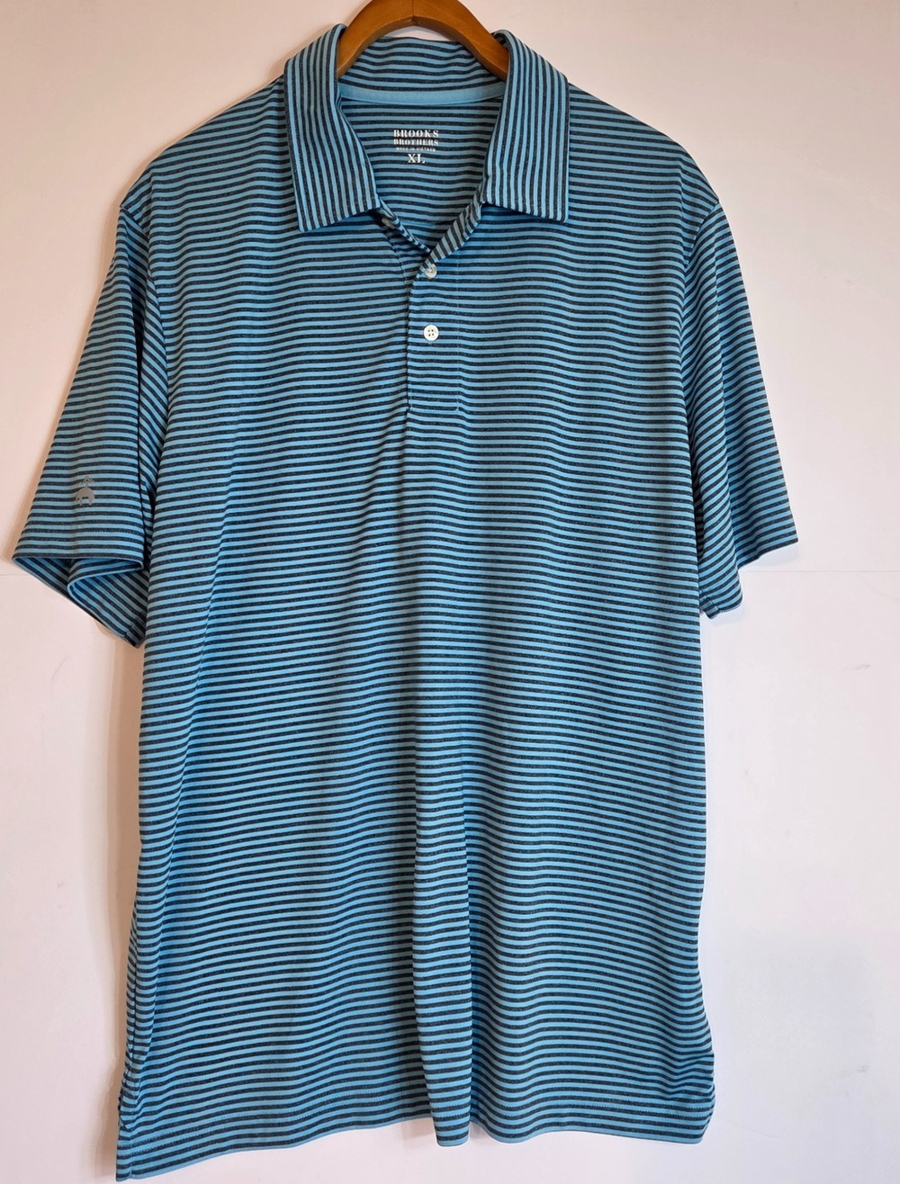 Brooks Brothers Men’s XL Blue Striped Stretch Performance Golf Polo